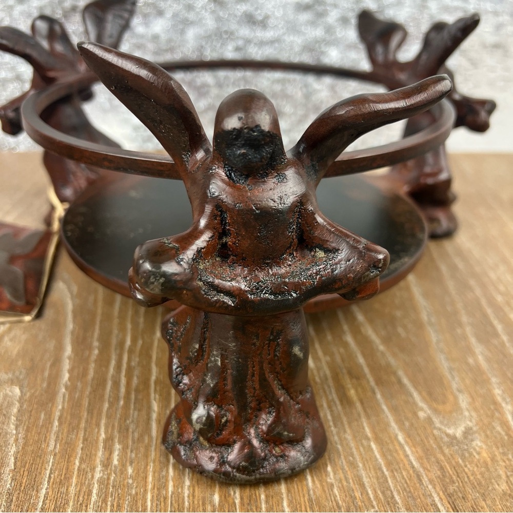 NEW Jan Barboglio Cast Iron Angel candle holder/ Stand  in Dark Brown heavy
